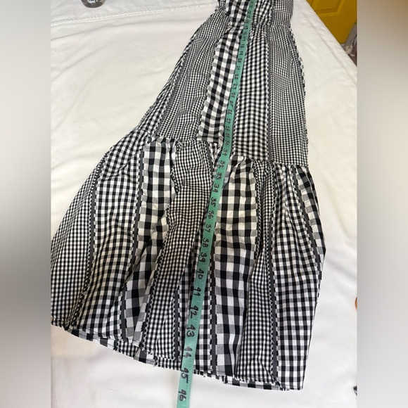 CROSBY by Mollie Burch Black and White Gingham ruffle strap midi dress size S - Picture 16 of 16